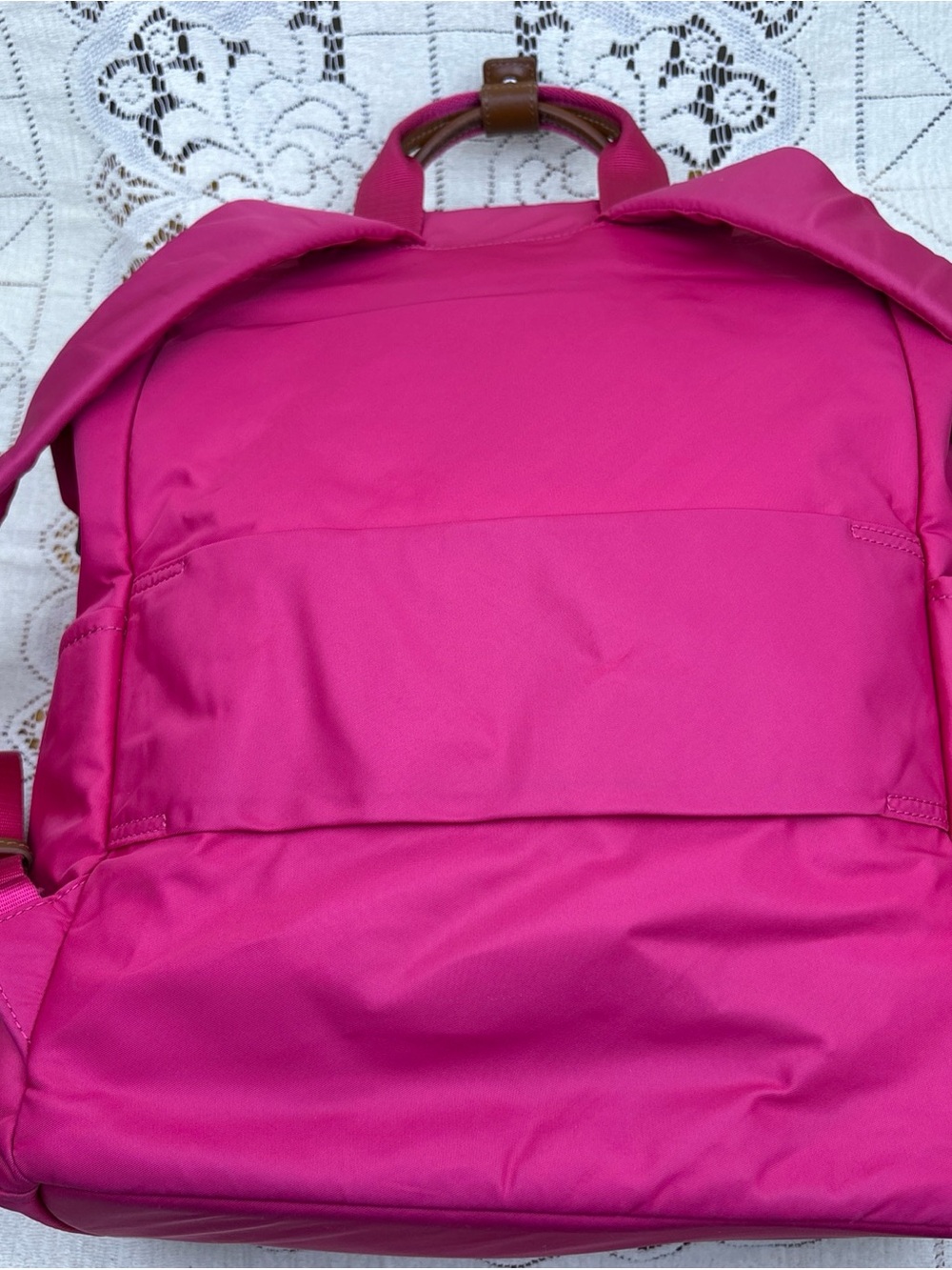 TUMI Backpack With Computer Sleeve Nylon with Leather Trim Pink - Picture 4 of 16